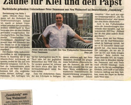 Zäune für Kiel und den Papst 02 06 2007